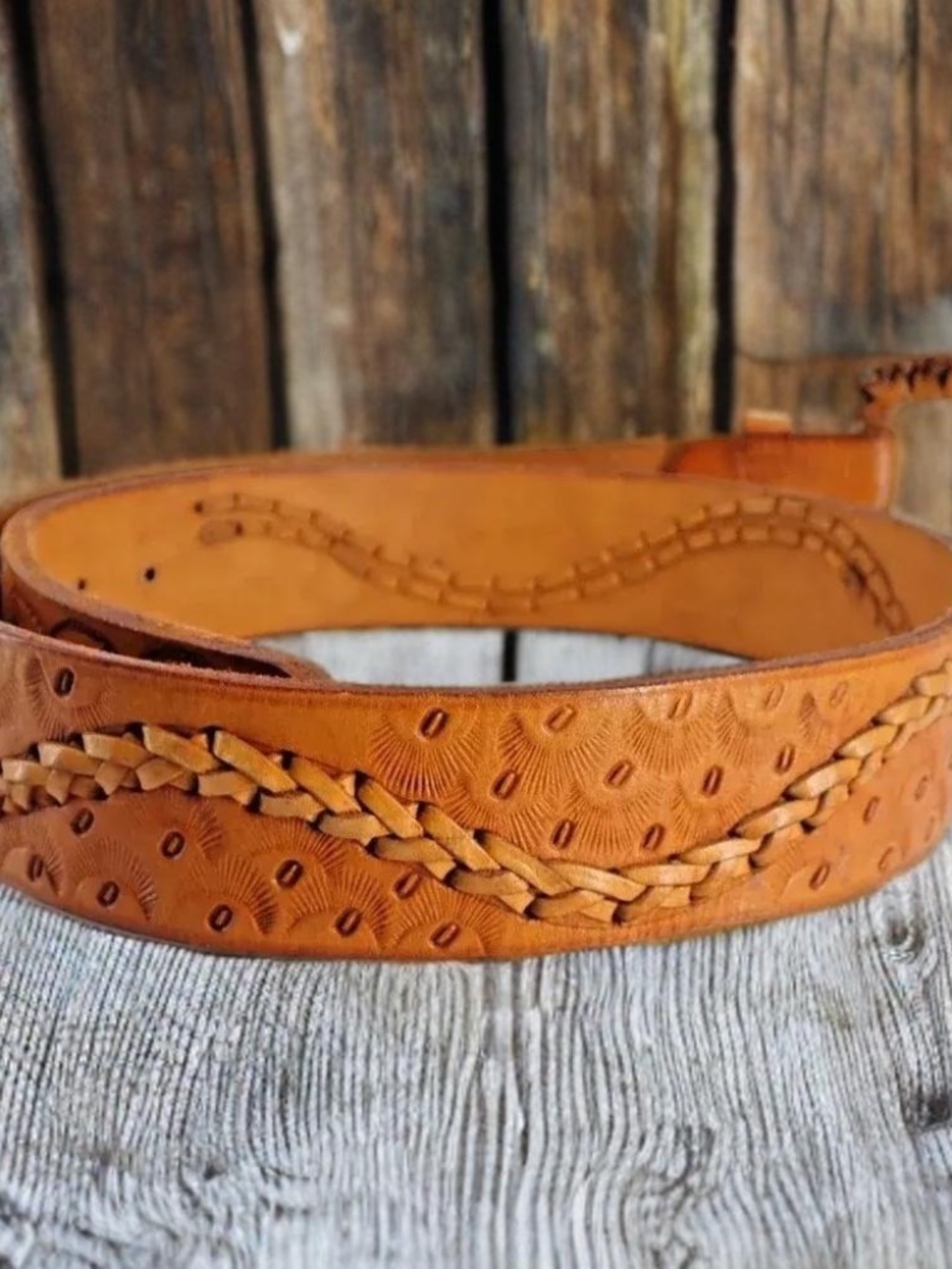 Stamped Leather Mens Size 38 Western Snake Stamp Leather Belt Made in Mexico NEW - Picture 4 of 16